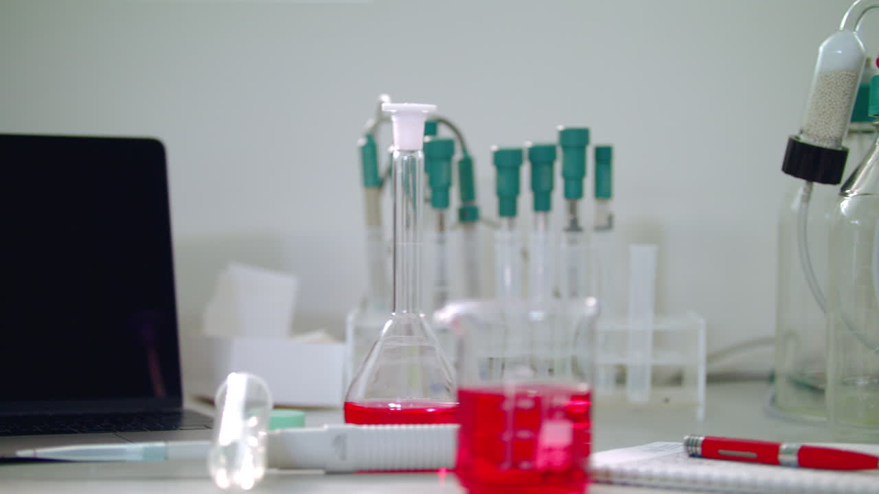 Modern laboratory equipment in chemical lab. Chemistry laboratory equipment