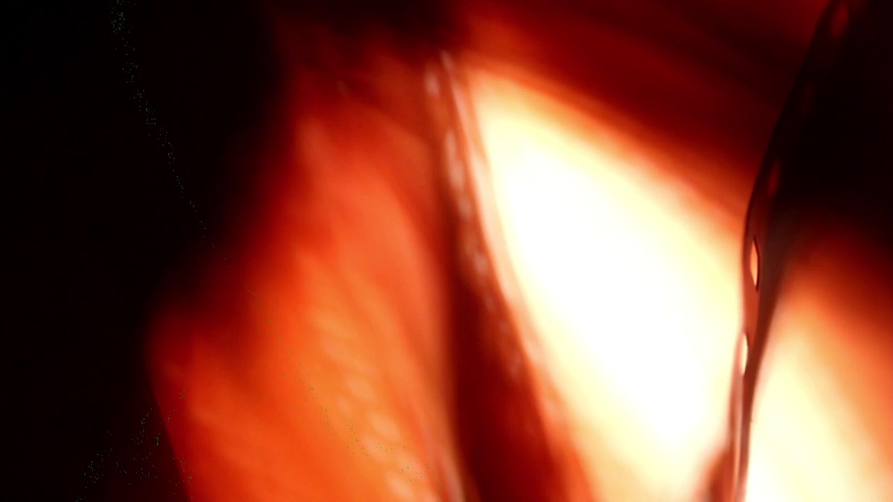 Close-up de Película em Movimento com Fuga de Luz Quente e Bokeh