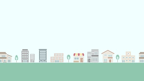 simple loop animation video of a cityscape illustration.