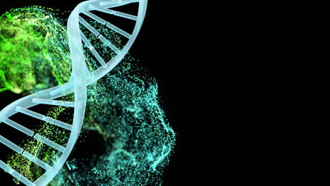 animation of dna strand and colourful spots on black background