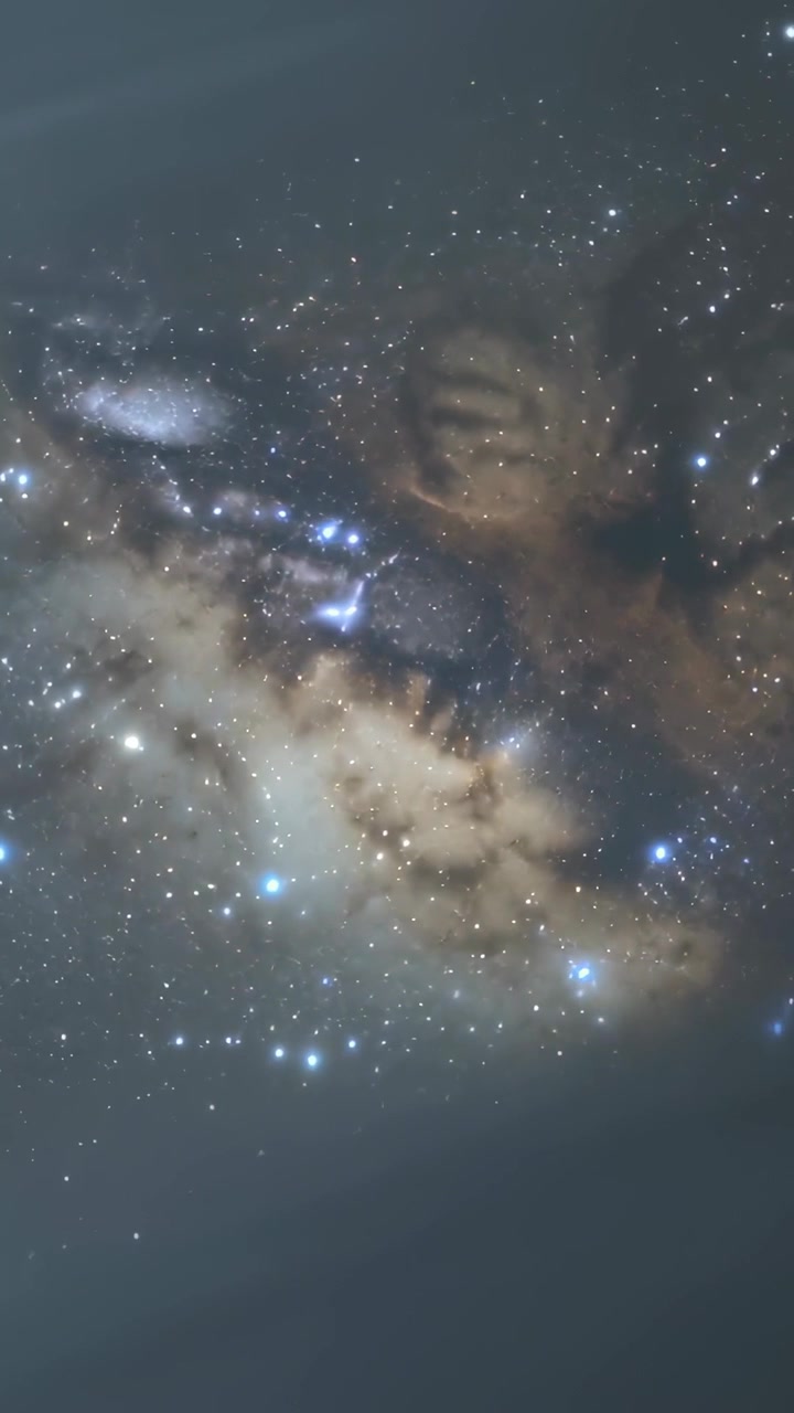 Vertical video: Sweeping gray bands fading down and revealing central nebula, stars in outer space
