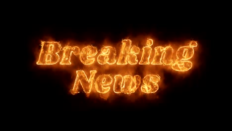 breaking news word hot animated burning realistic fire flame loop.