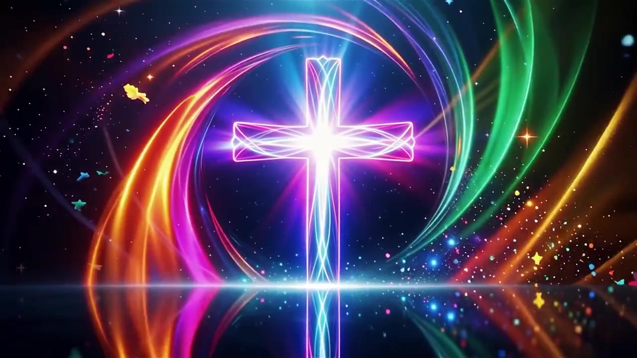 Christian Cross Heavenly Light Worship Background