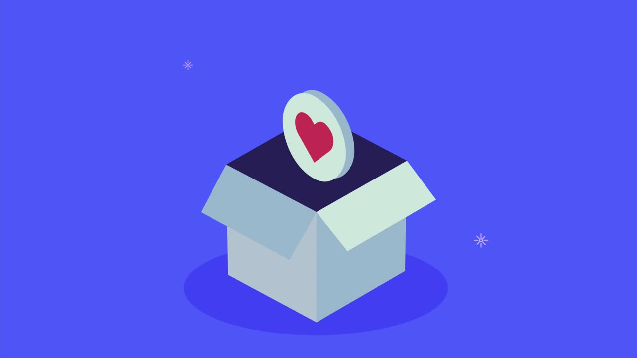 hearts love in box animation