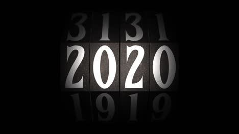 vintage rotating counter switches from 2020 to 2021.