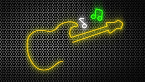 E-Gitarre-Und-Musiknoten-In-Neonlichtern