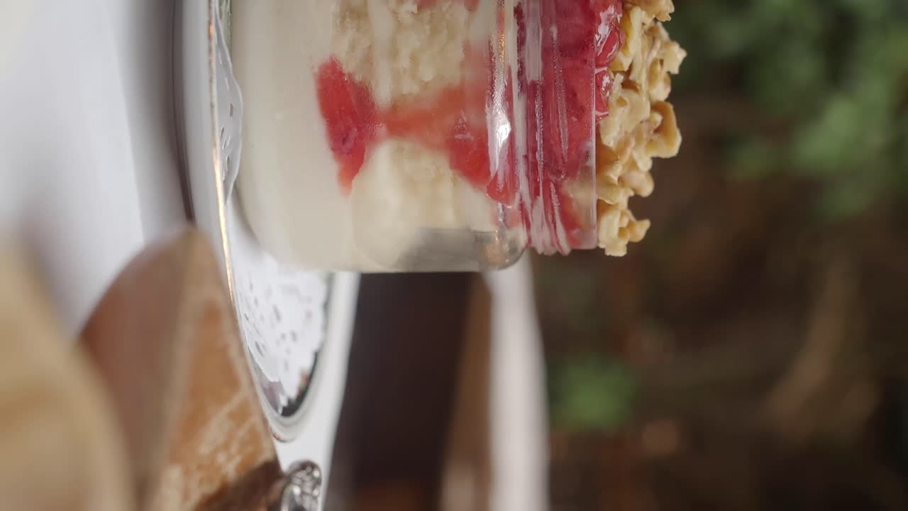 Dessert in a Jar with Strawberries and Nuts