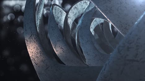 digitally produced animation of abstract metallic shape design doing rotation, artsy and virtual concept