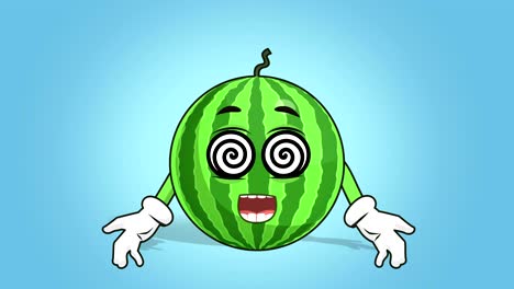 cartoon watermelon face animation zombie with luma matte