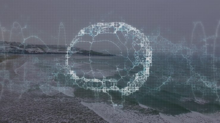 Animation of human brain over seascape