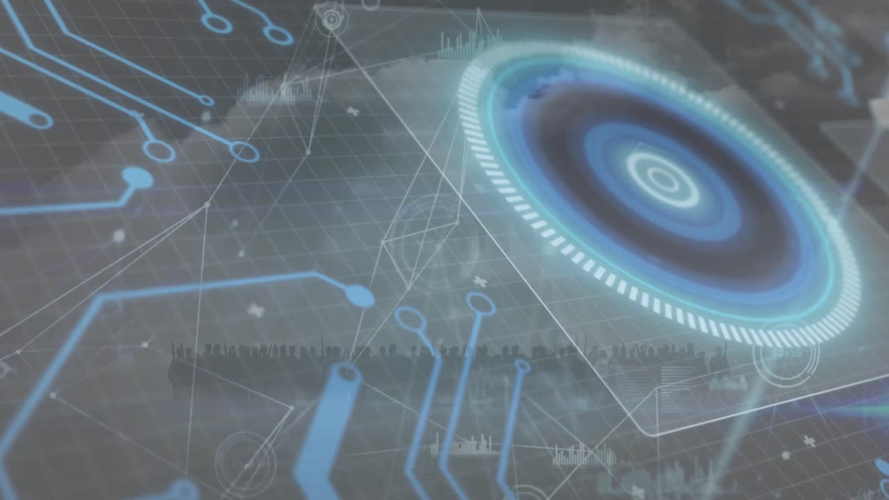 전 세계와 그리드에 대한 아이콘으로 연결 네트워크의 애니메이션