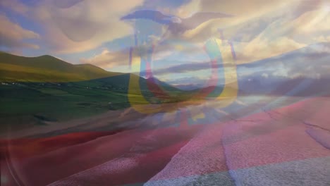 Animation-Der-Flagge-Ecuadors,-Die-über-Der-Strandlandschaft-Weht