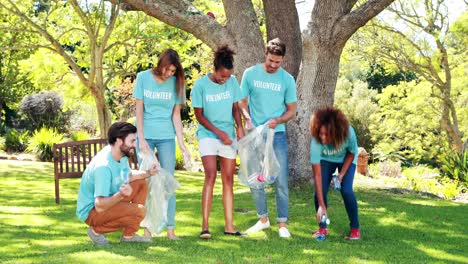 group of volunteer collecting rubbish