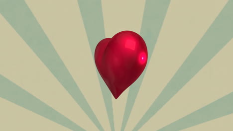 animación del icono de corazón rojo giratorio contra un fondo radial gris