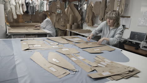 sewing studio with women working on garment patterns