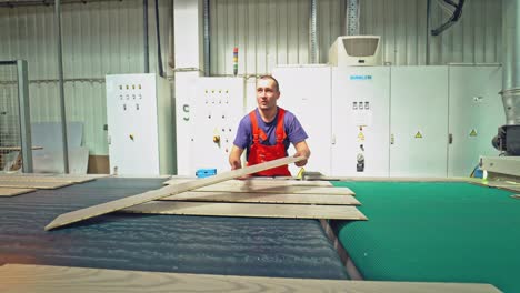 manufacturing of a parquet board. automated machinery equipment.