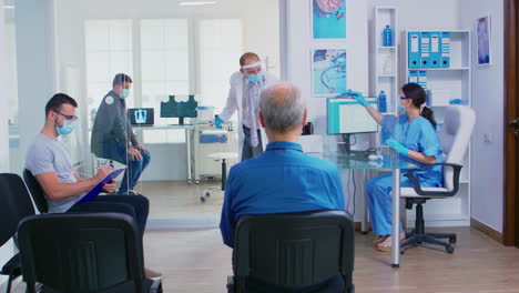 doctor giving nurse patient radiography