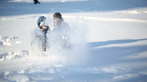 mother and son walking in winter. mother and son spending time together in winter day