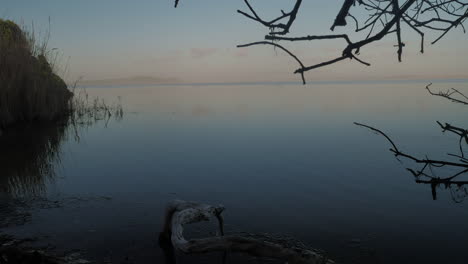 Calma---Laguna-Tranquila-Con-Agua-Superficial-Ligeramente-Moviéndose,-Tiro-Estático