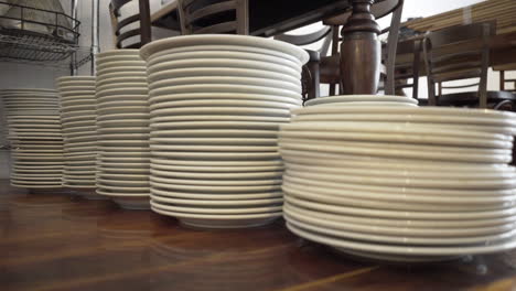 stacks of plates during a restaurant renovation