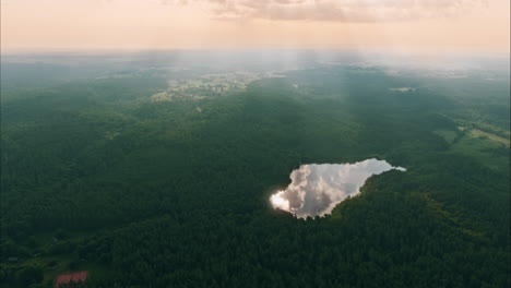 aerial footage of dūkštai nature reserve located in lithuania, eastern europe