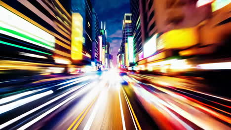 fast-moving city street at night