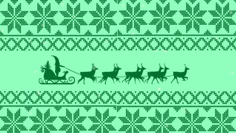 Animation-of-christmas-pattern-and-decorations-on-green-background