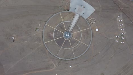 aerial drone shot flying high over genghis khan equestrian statue in mongolia