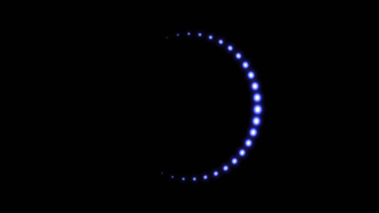 animación de un círculo púrpura brillante con puntos sobre un fondo negro