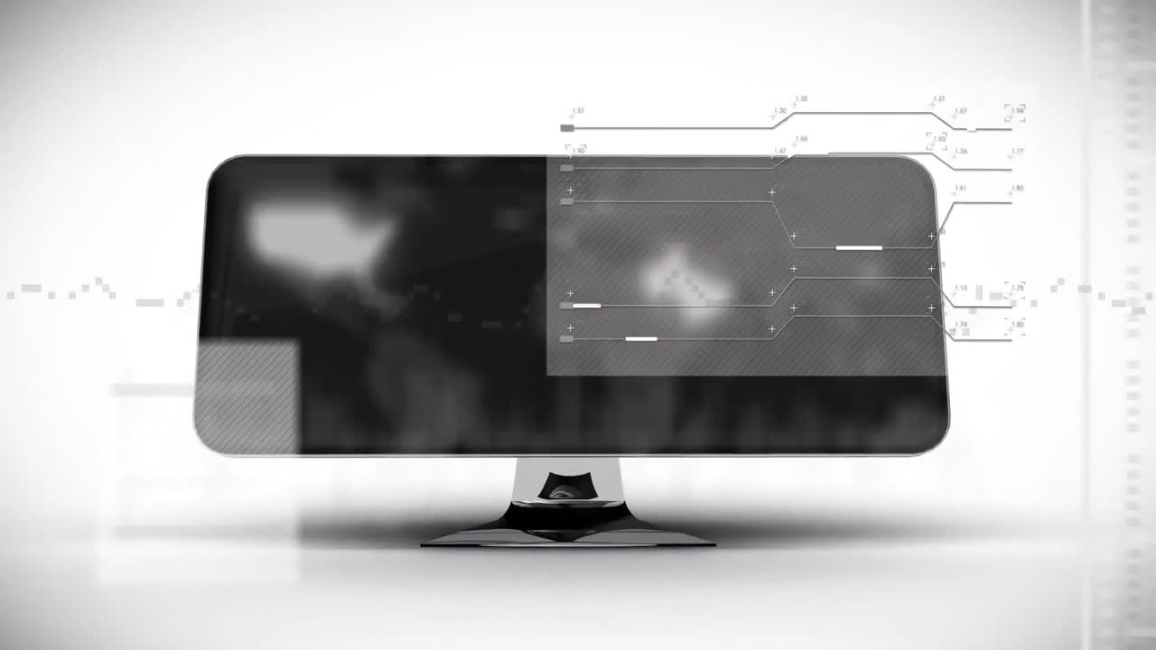 animación del procesamiento de datos a través de un teléfono inteligente sobre un fondo blanco.