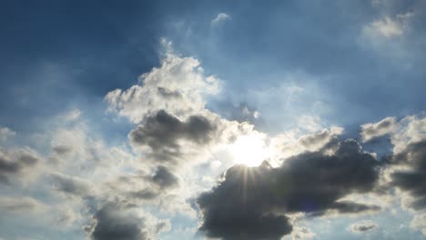 cloudy sky with sun rays time lapse