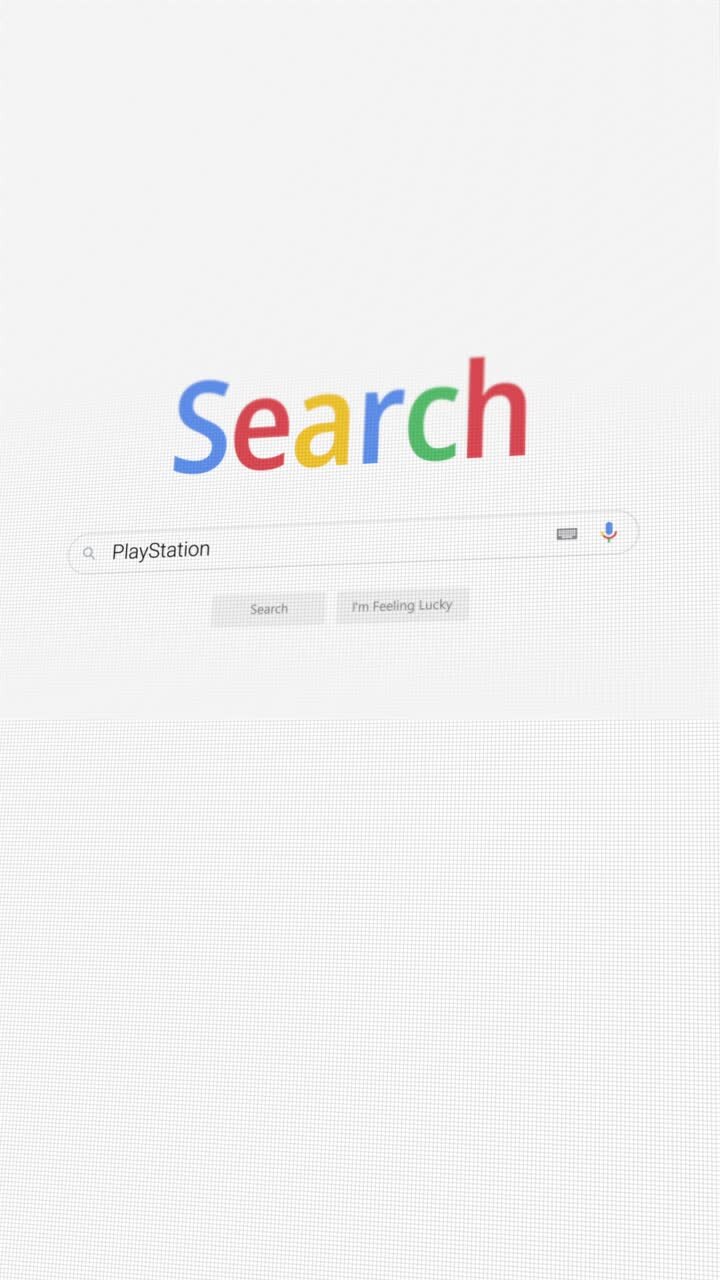 video vertical de la búsqueda de playstation en el navegador de internet