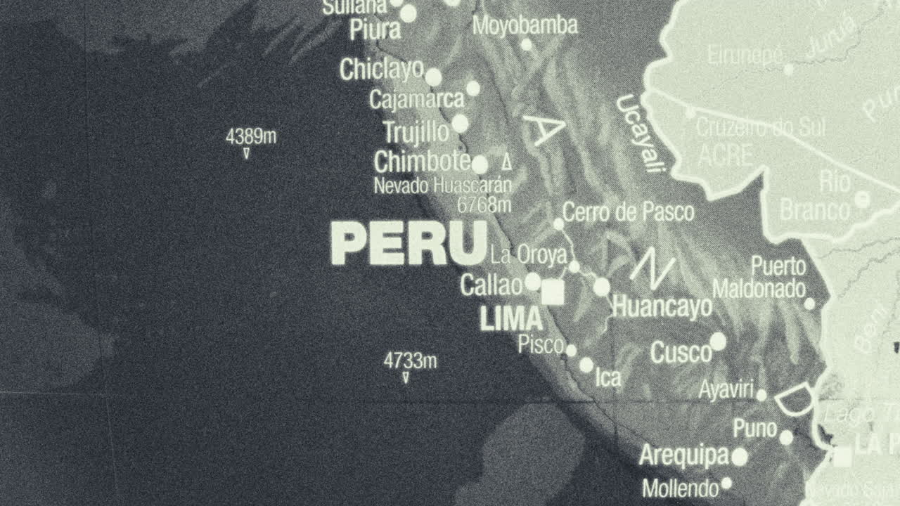 Map of Peru with major cities and geographical features
