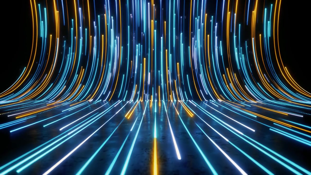 Abstract Motion Background with Glowing Blue and Orange Light Trails