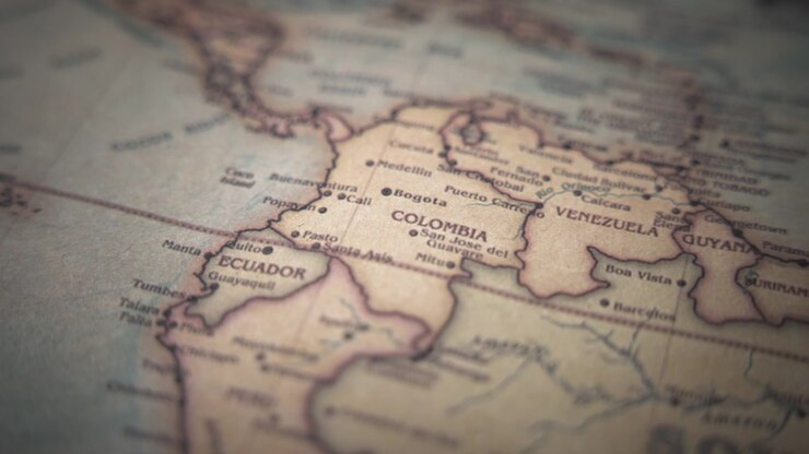 Países sudamericanos en un mapa