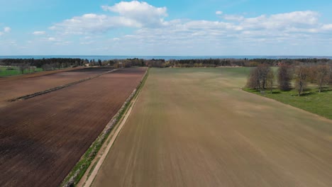 agricultural landscape of oland island, sweden. aerial shot