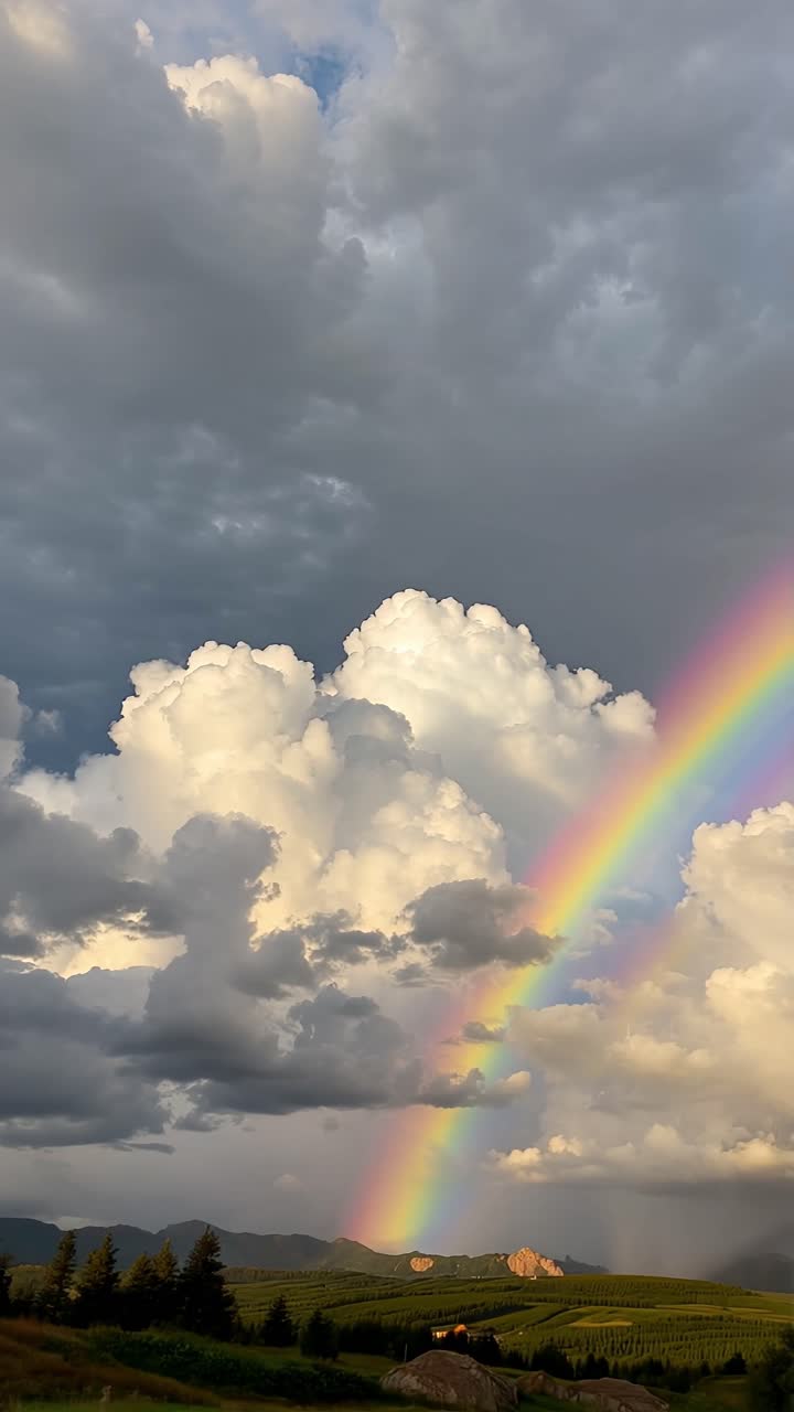 arco iris sobre las montañas y las nubes