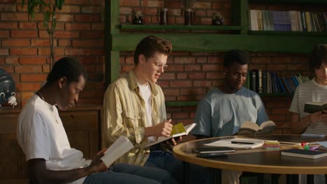 students studying in a cafe