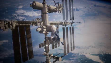 international space station in outer space over the planet earth