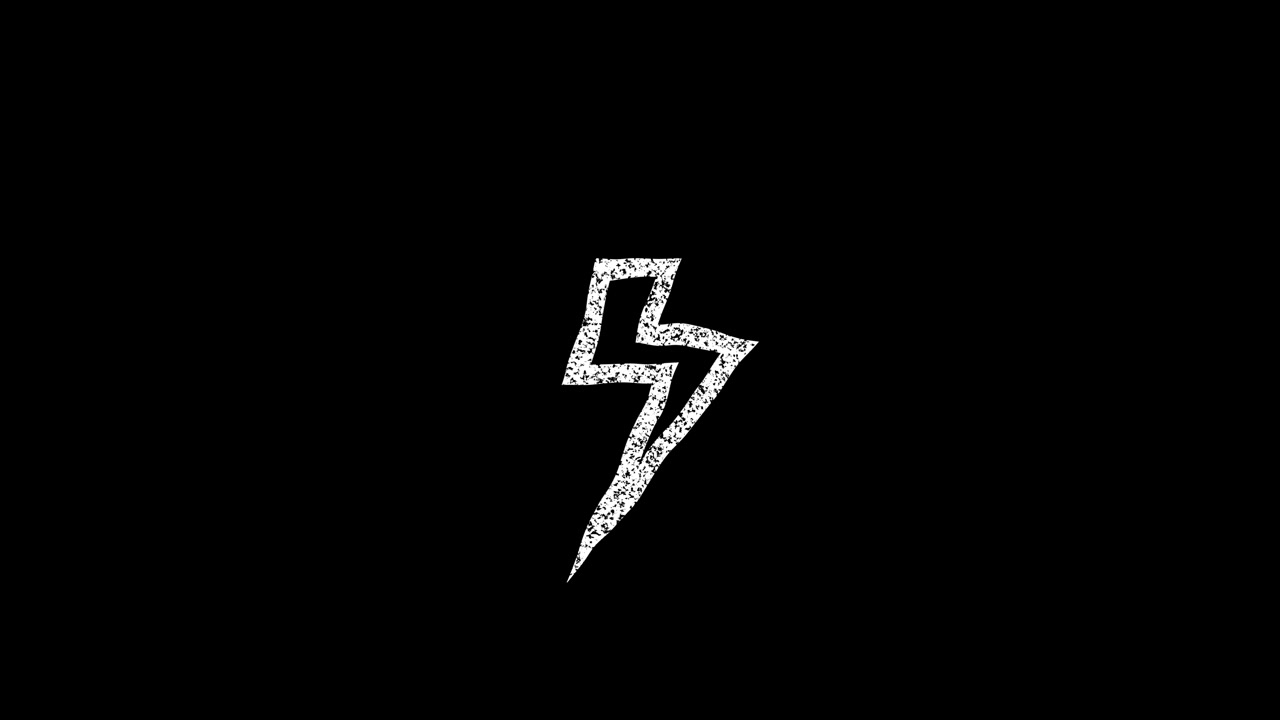 Animated White Grunge Lightning Bolt Symbol on Black Background
