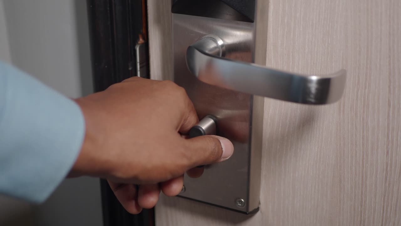Hotel Room Door with Electronic Lock and Keycard