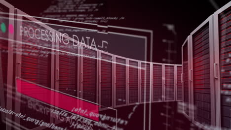 animation of data processing over server room