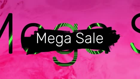 Animation-of-mega-sale-text-over-liquid-pink-background