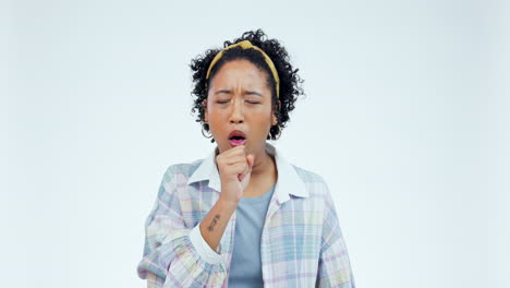 chest pain, coughing and sick woman face