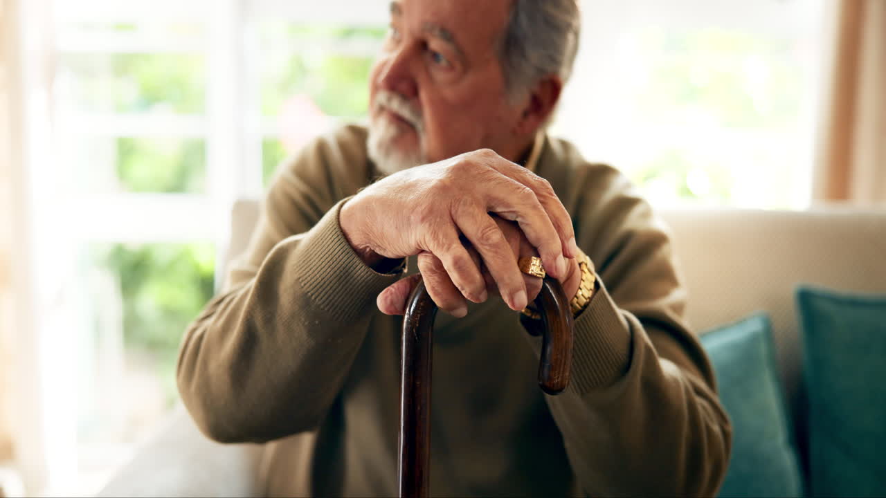 Senior Man with Walking Cane