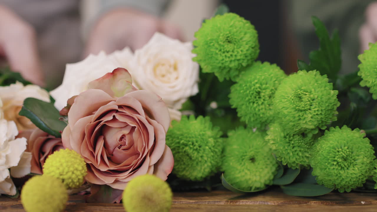 Freshly Picked Flowers On Wooden Table