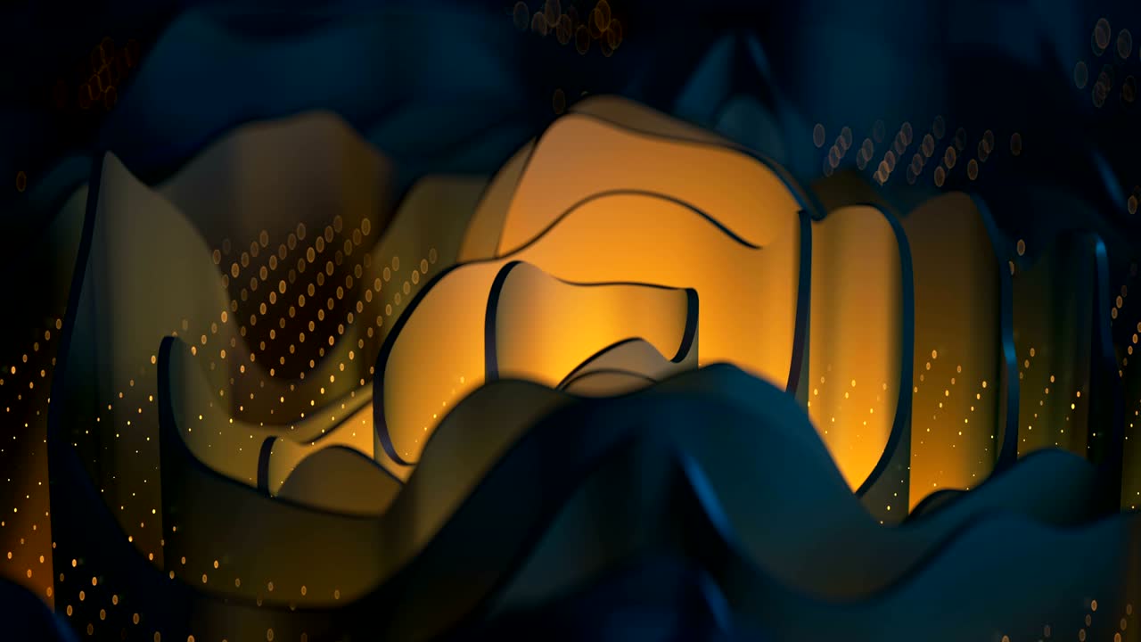 노란색 구부러진 반지 3d 렌더링 원활한 루프 애니메이션