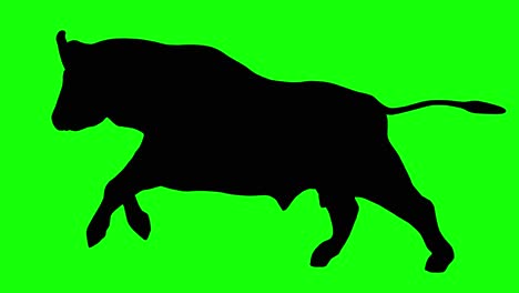 a silhouette of a buffalo running on green screen, side view