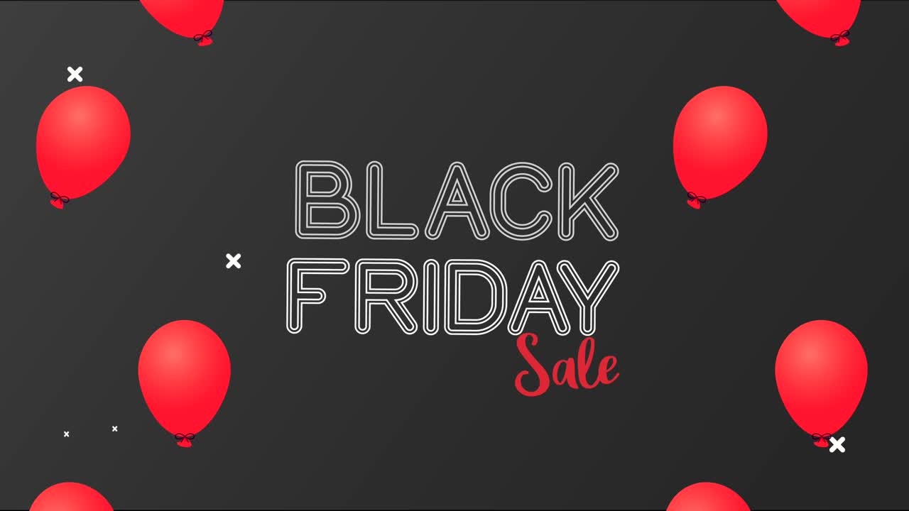 черная пятница надписи с воздушными шарами гелий анимация