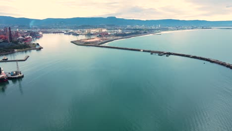 aerial drone view of port kembla, in the illawarra region of nsw